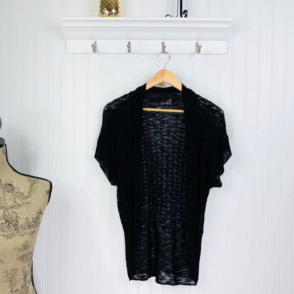 short sleeve black cardigan